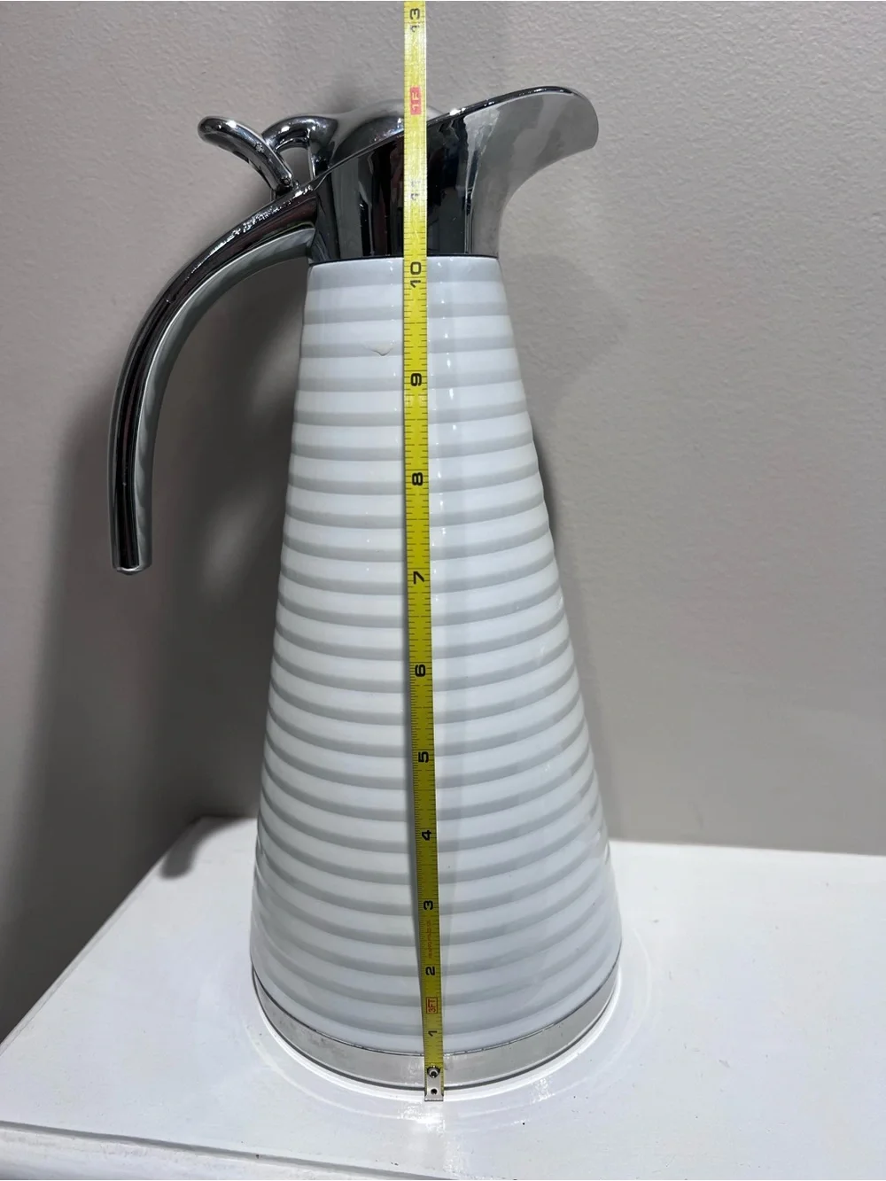 Vintage 1970s Balduzzi Italy White Chrome Thermal Coffee Carafe Pitcher MCM